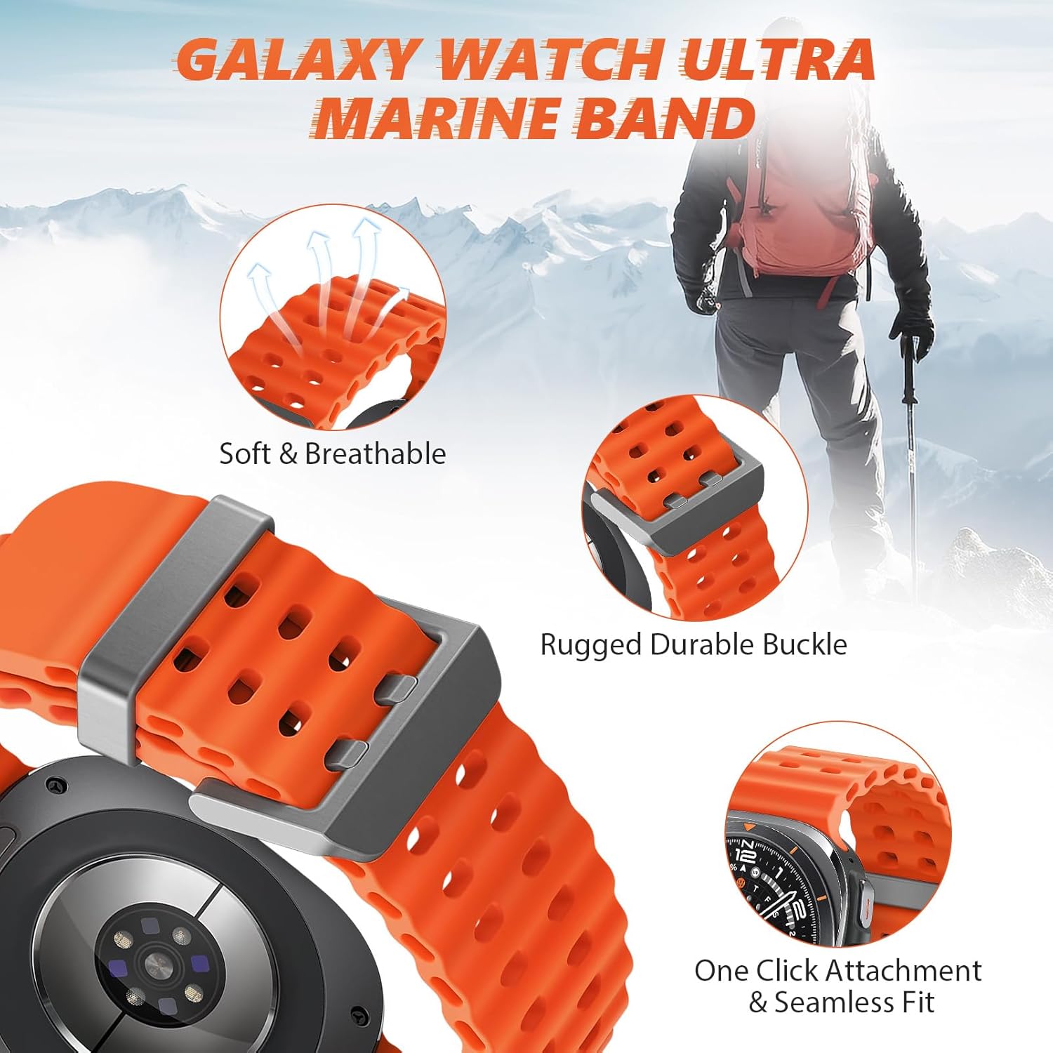 Samsung Galaxy Watch Ultra Silicone Strap (Orange)