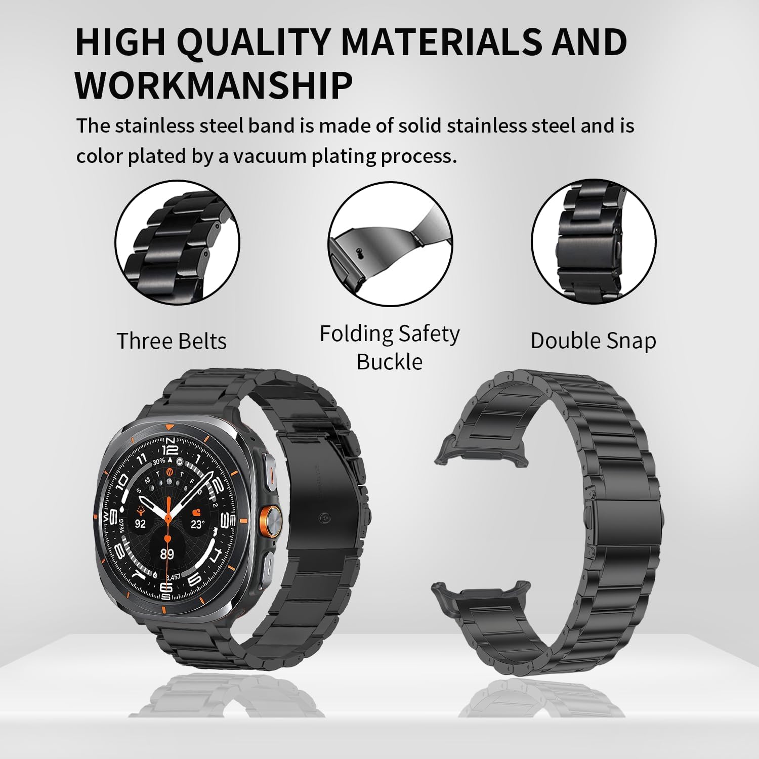 Samsung Galaxy Watch Ultra Stainless Steel Strap (Black)