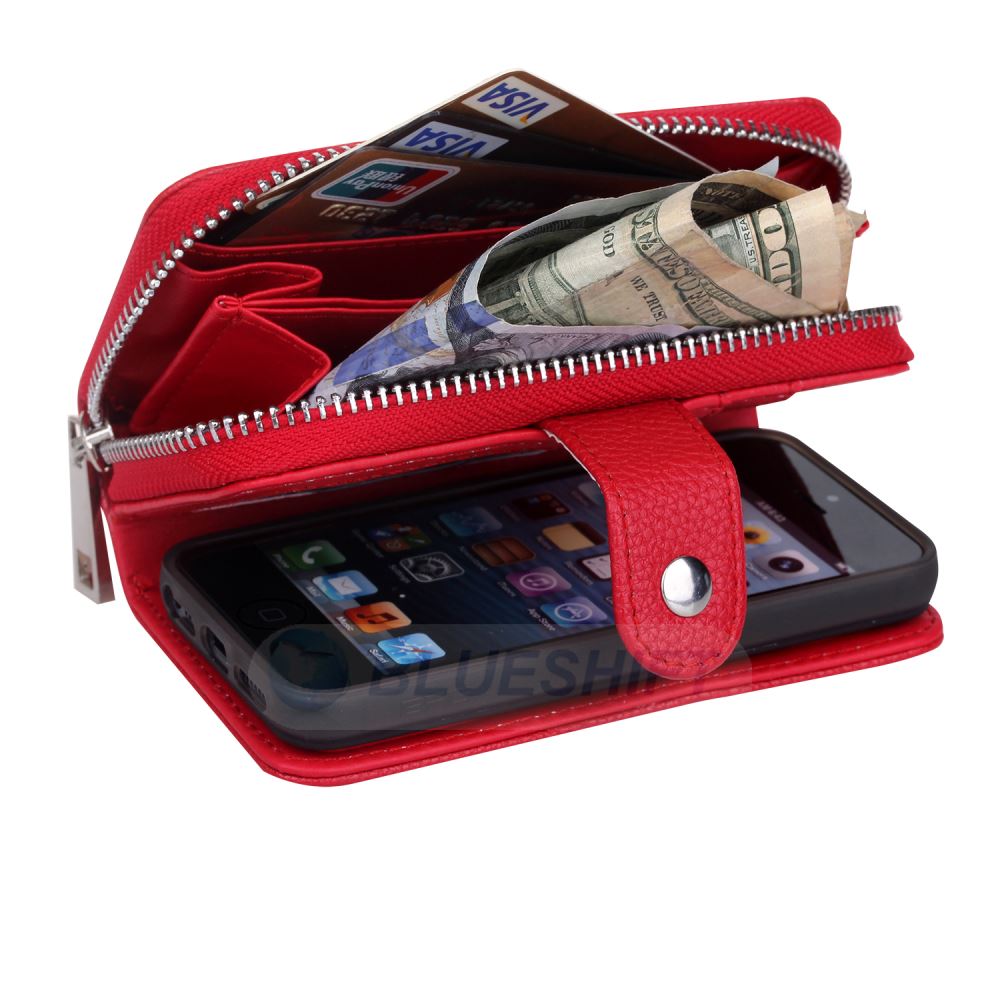 iPhone 5/5S/SE(1st Gen) Case Zipper Wallet (Red)