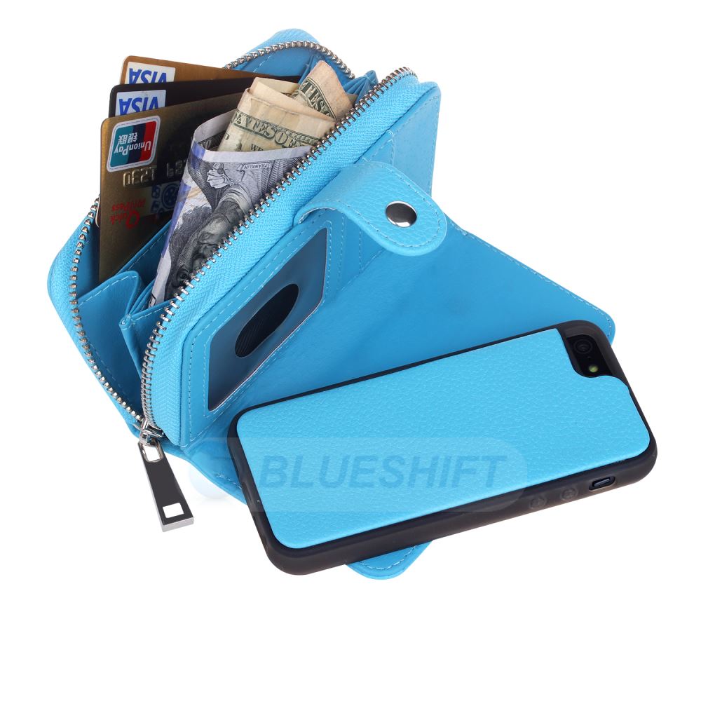 iPhone 5/5S/SE(1st Gen) Case Zipper Wallet (LightBlue)