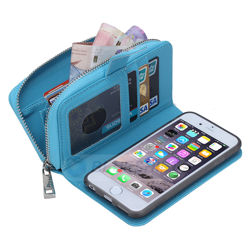 iPhone 6/6S Case Zipper Wallet (LightBlue)