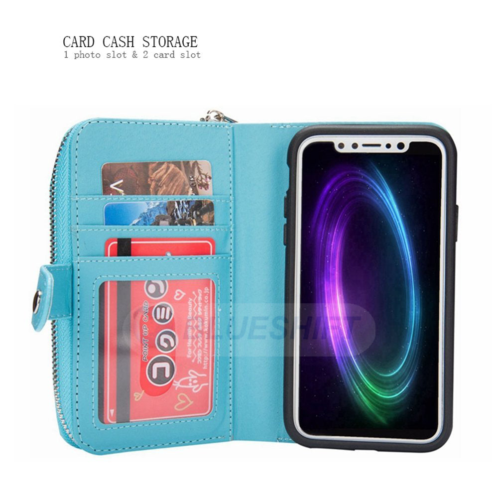 iPhone X/XS Case Zipper Wallet (LightBlue)