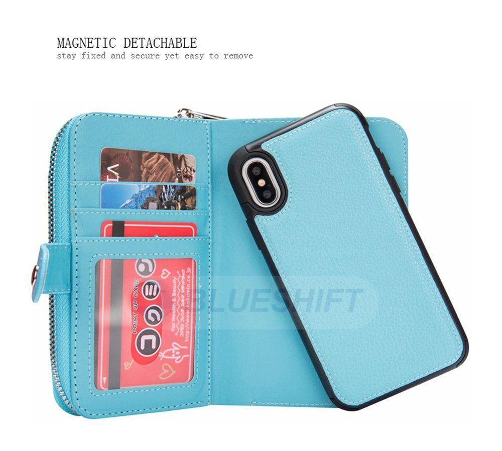 iPhone X/XS Case Zipper Wallet (LightBlue)