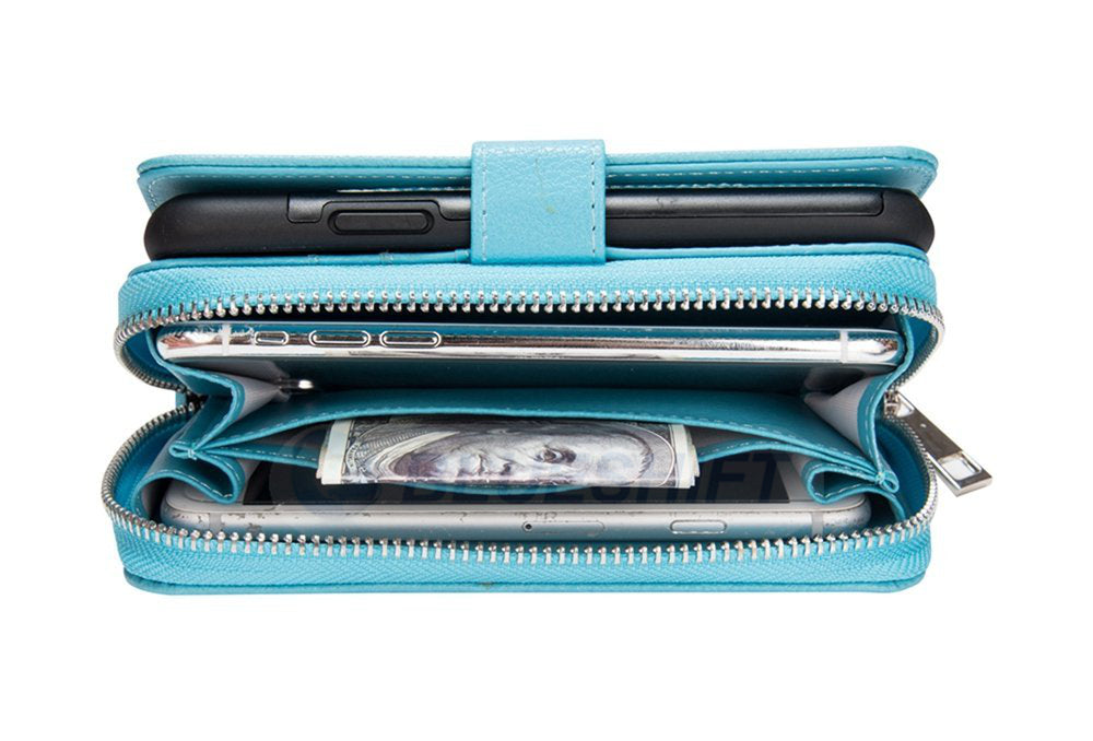 iPhone X/XS Case Zipper Wallet (LightBlue)