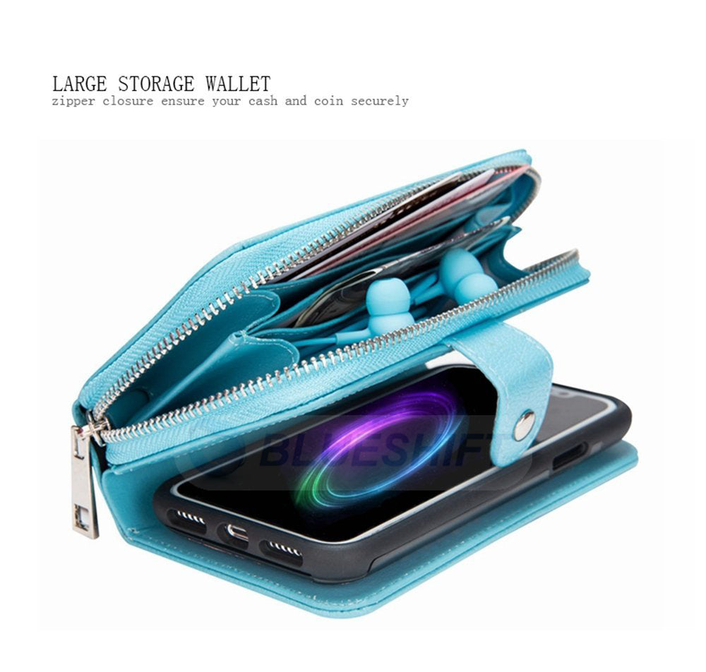 iPhone X/XS Case Zipper Wallet (LightBlue)