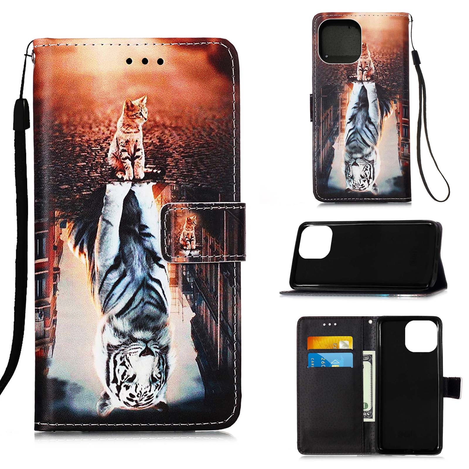 iPhone 13 Case Designer PU (Cat&Tiger)