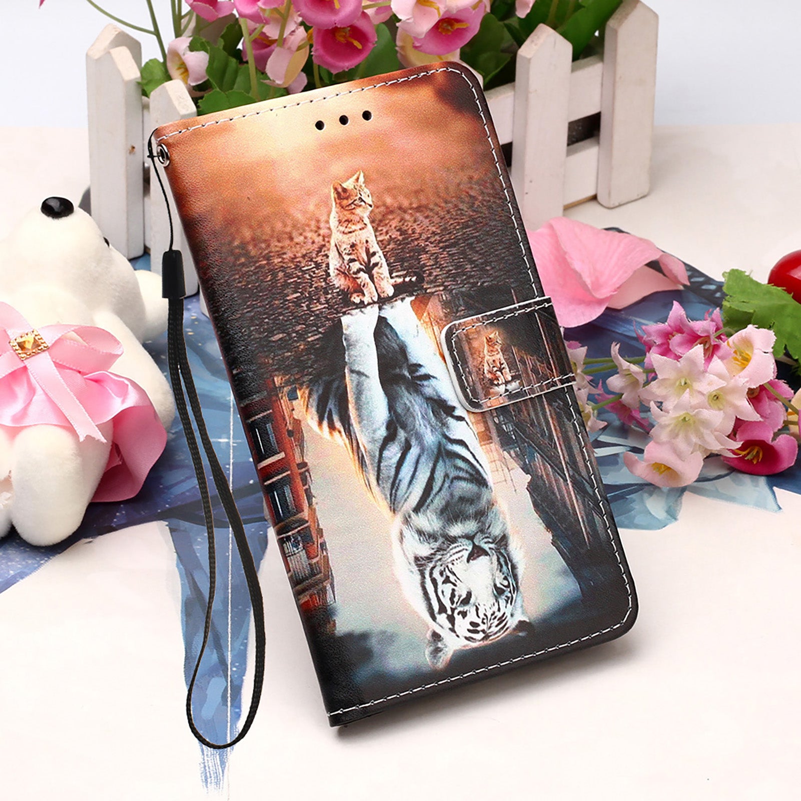 iPhone 13 Case Designer PU (Cat&Tiger)