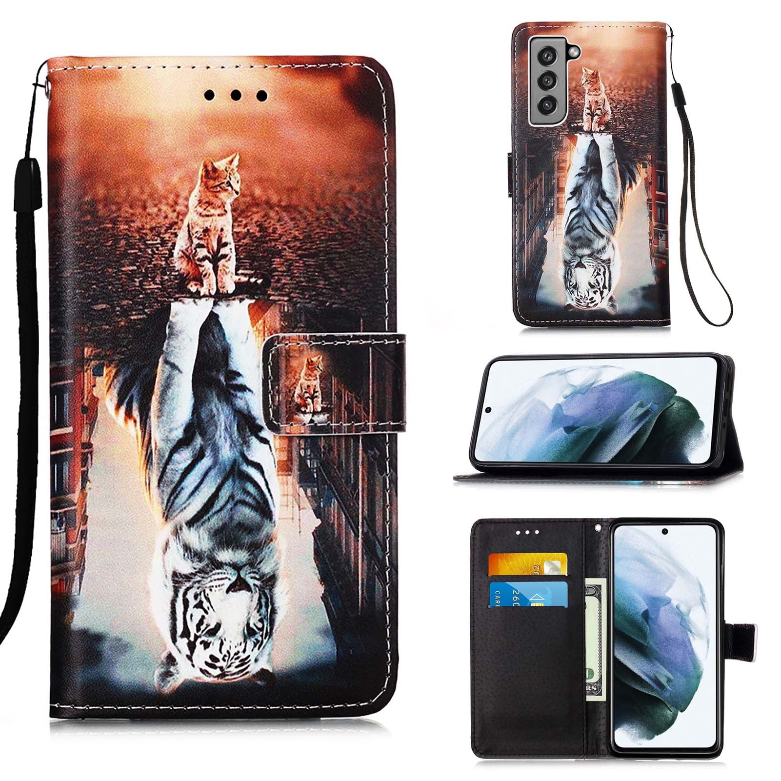 Samsung S21 FE Case Designer PU (Cat&Tiger)