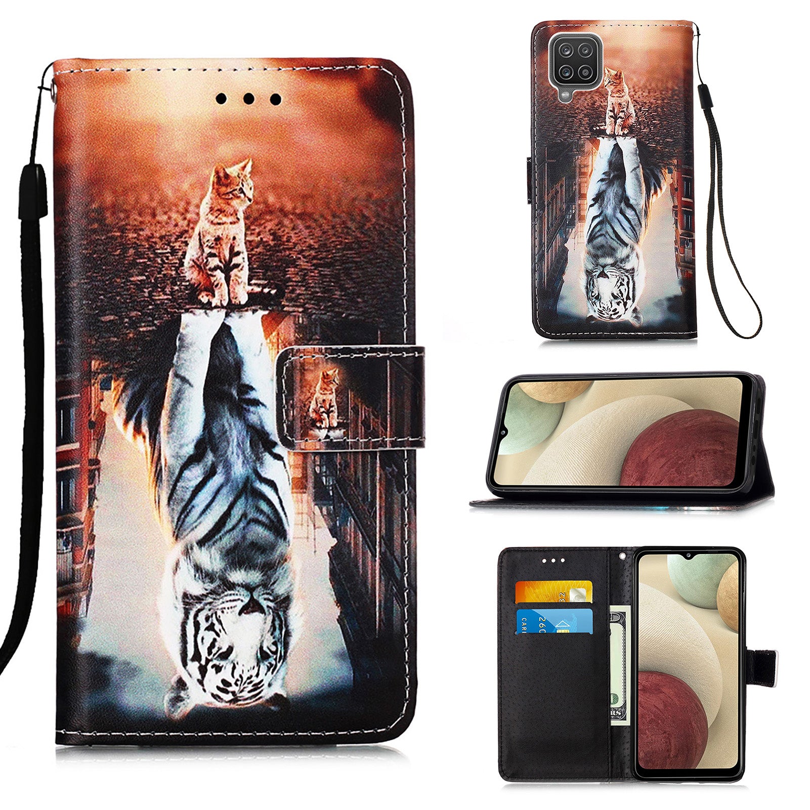 Samsung A12 Case Designer PU (Cat&Tiger)