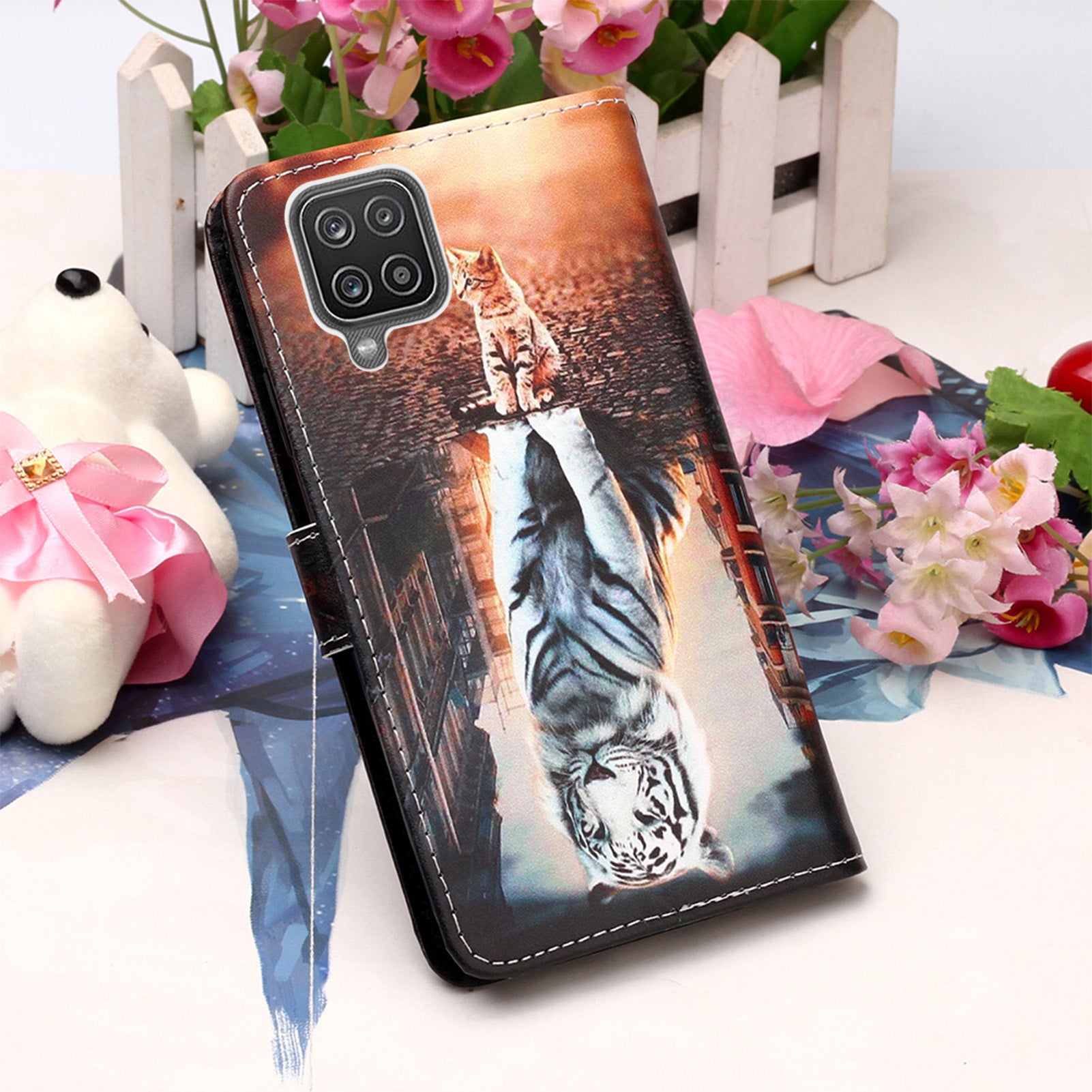 Samsung A12 Case Designer PU (Cat&Tiger)