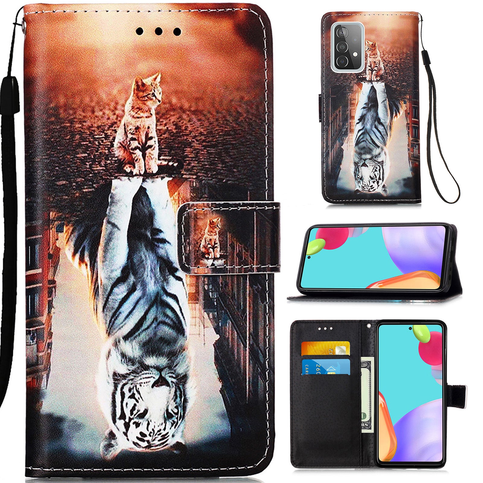 Samsung A52 Case Designer PU (Cat&Tiger)