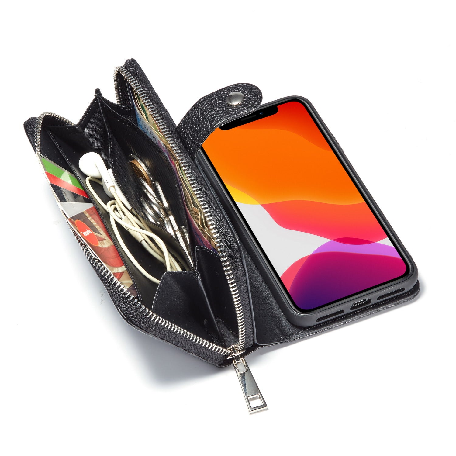 iPhone 11 Pro Case Zipper Wallet (Black)