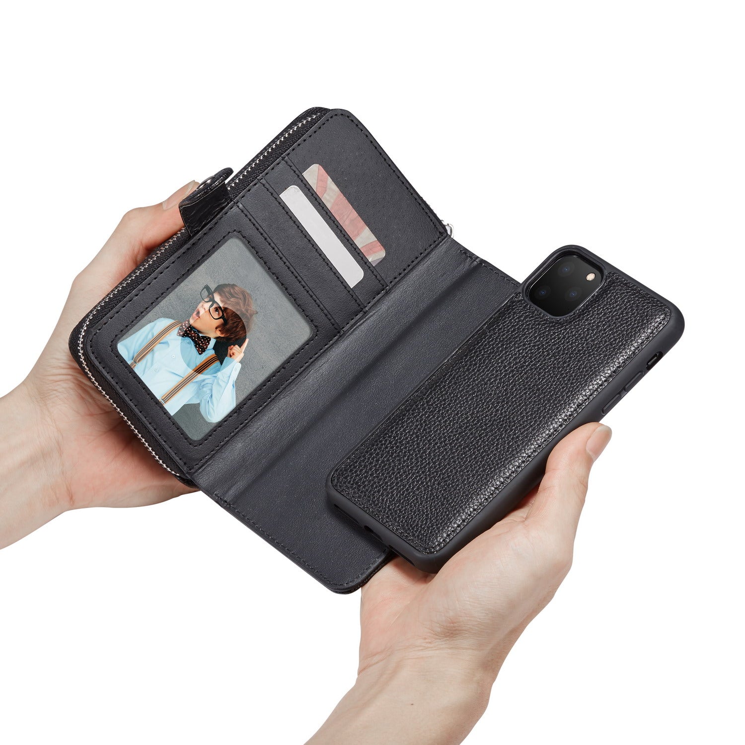 iPhone 11 Pro Case Zipper Wallet (Black)