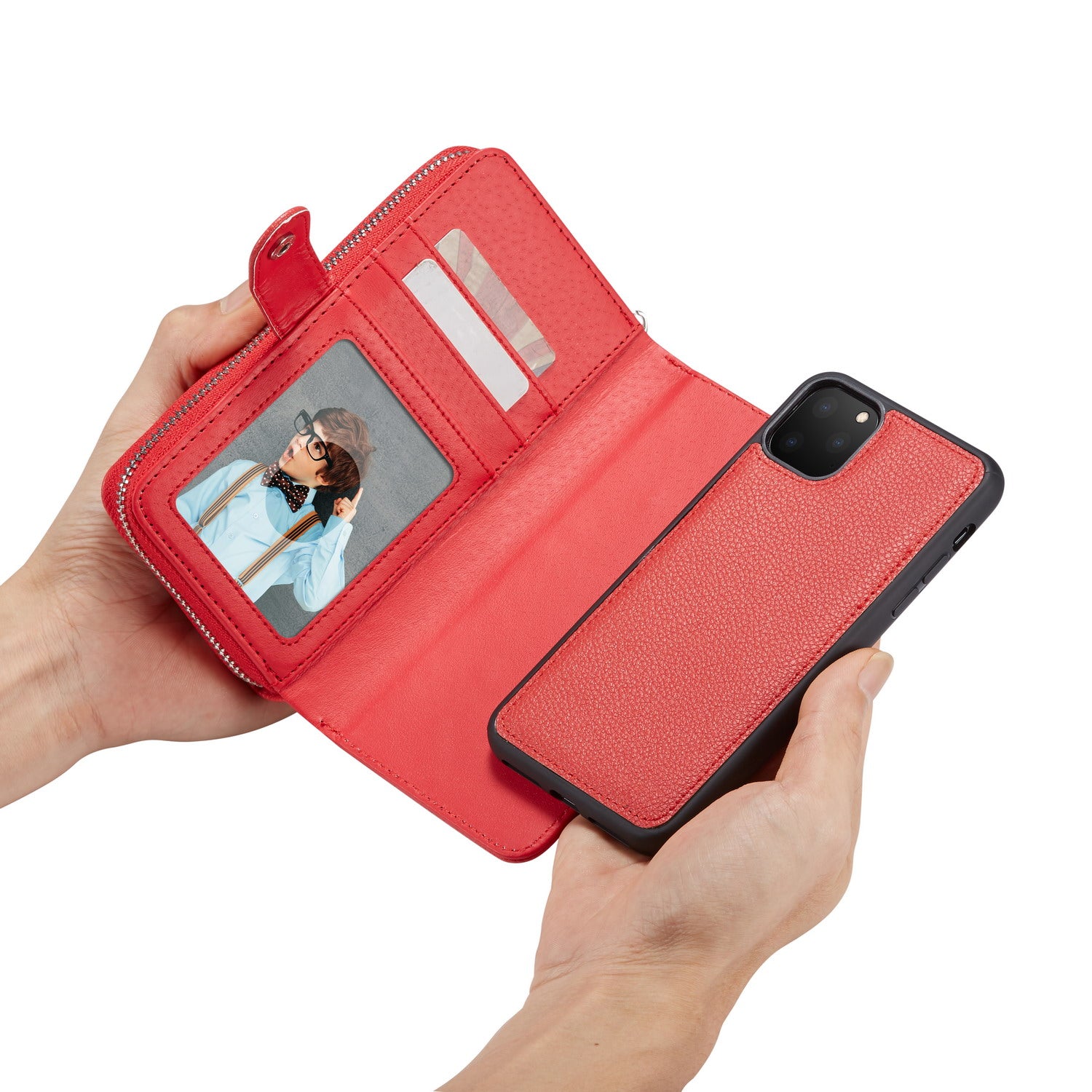 iPhone 11 Pro Case Zipper Wallet (Red)