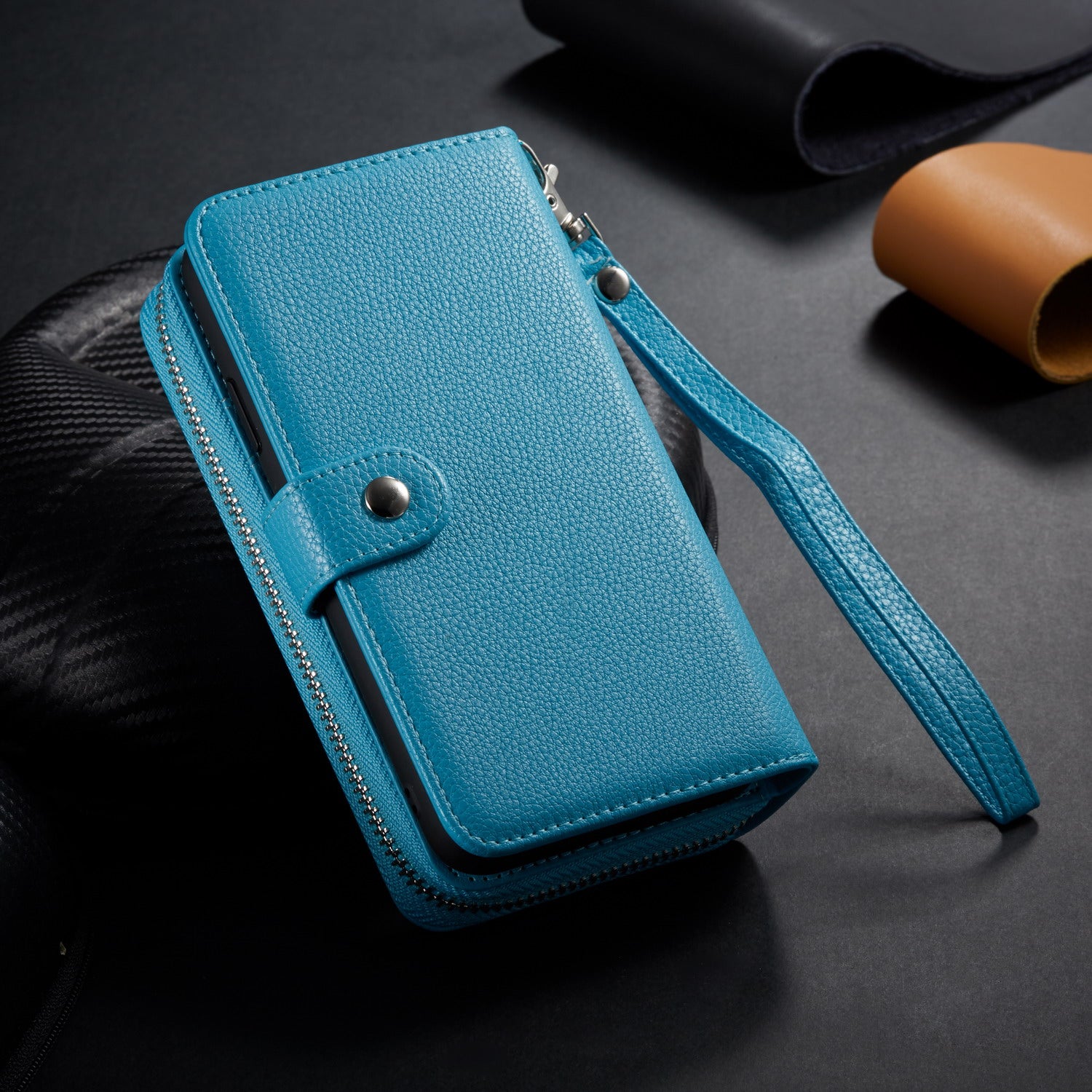 iPhone 11 Pro Case Zipper Wallet (LightBlue)