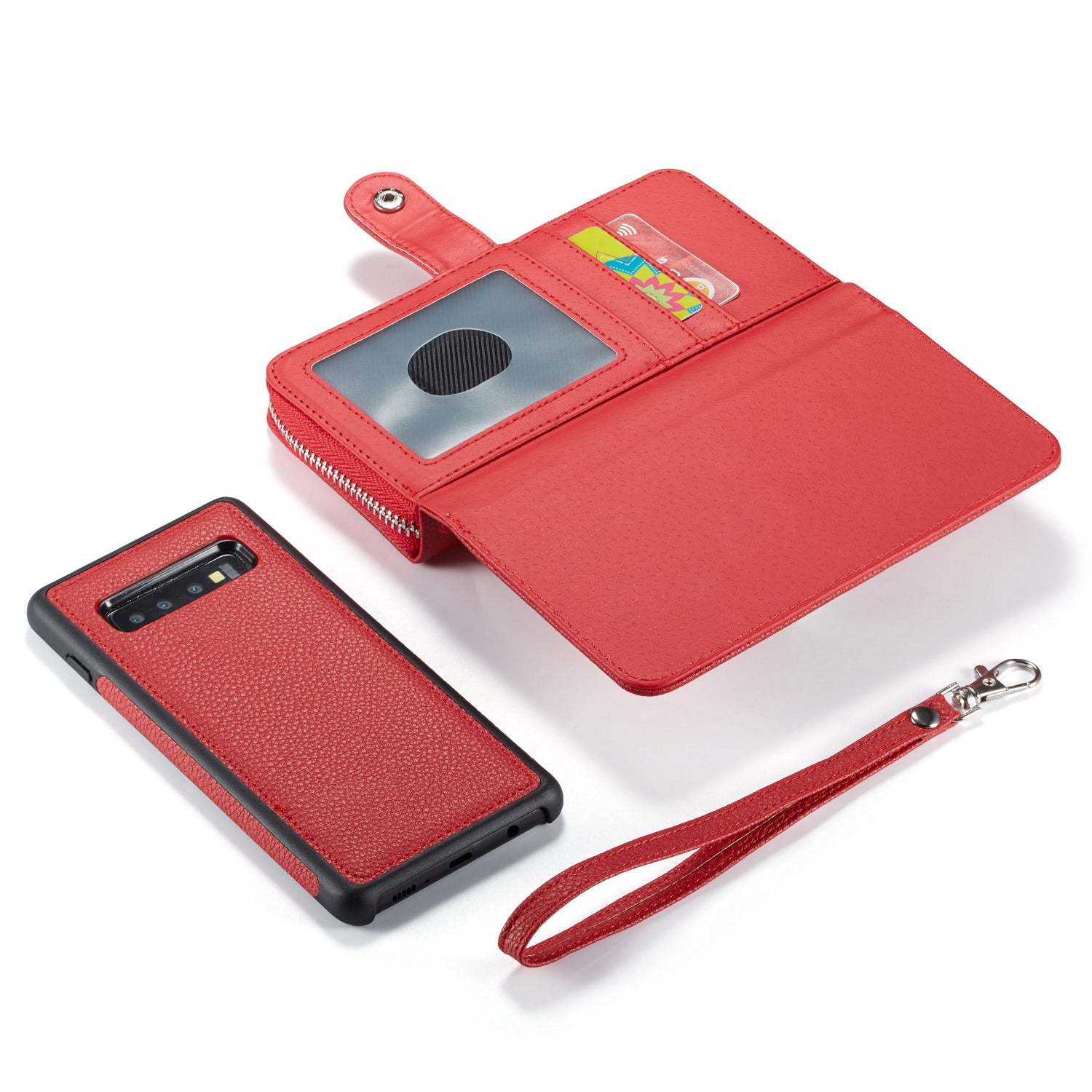 Samsung S10 Case Zipper Wallet (Red)