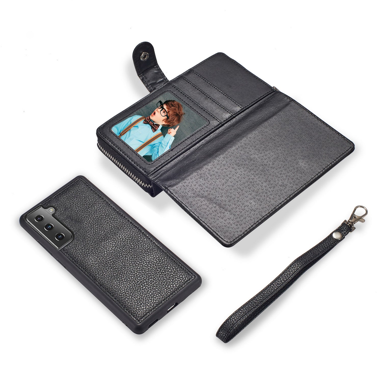 Samsung S21 Case Zipper Wallet (Black)