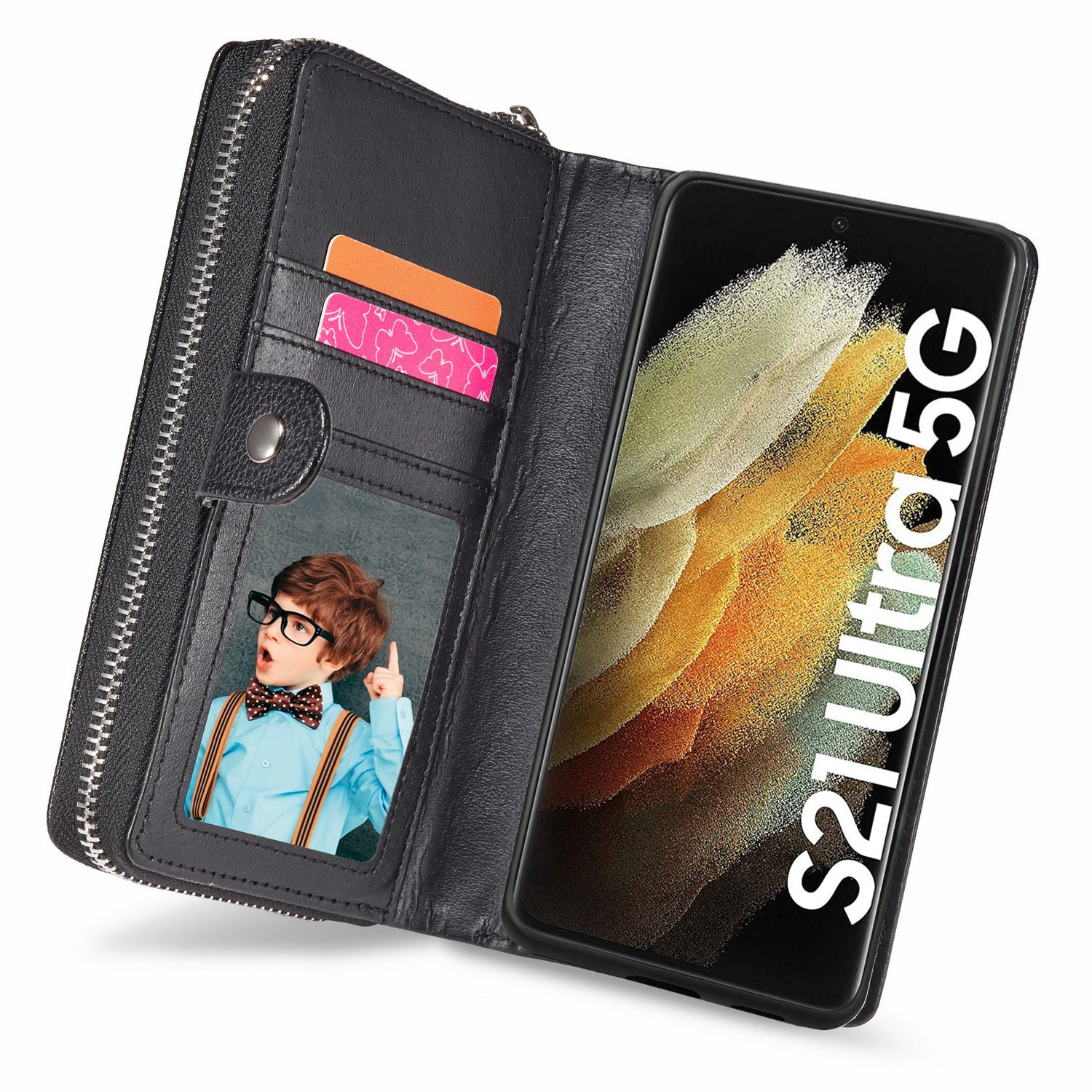 Samsung S21 Ultra Case Zipper Wallet (Black)