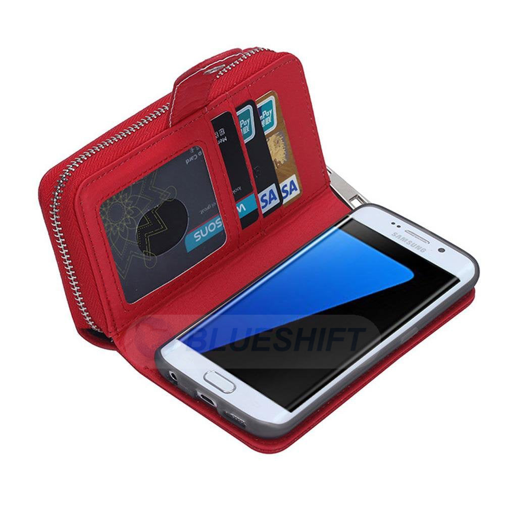 Samsung S7 Edge Case Zipper Wallet (Red)