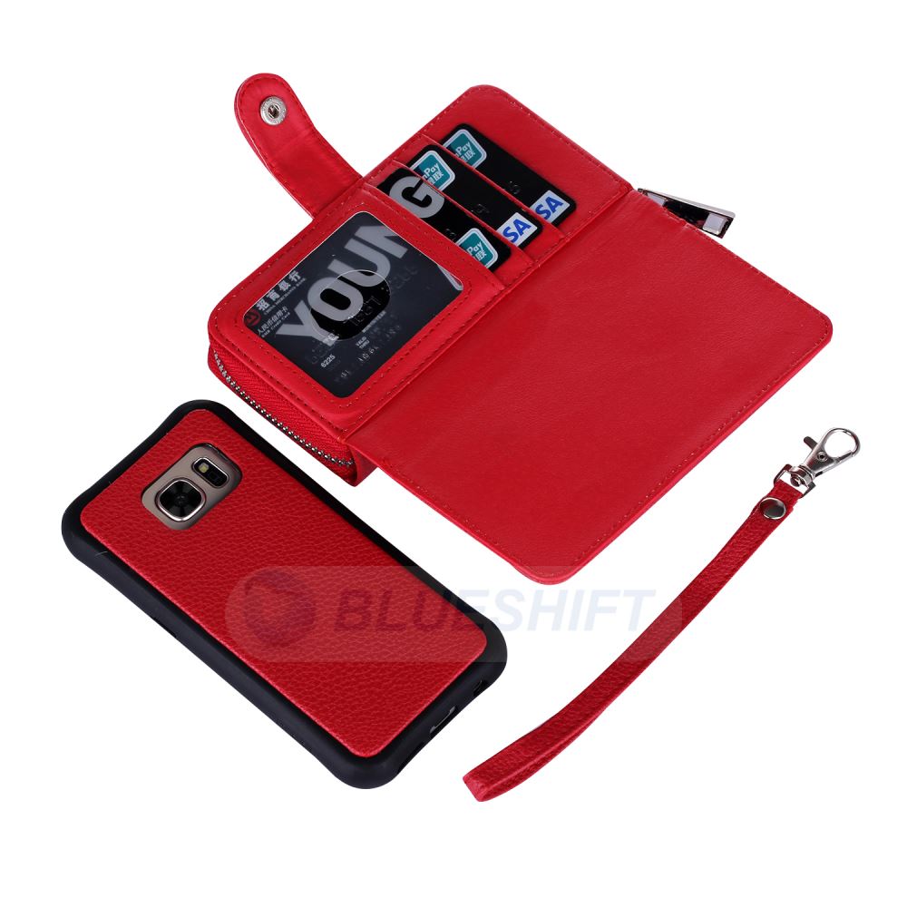 Samsung S7 Edge Case Zipper Wallet (Red)