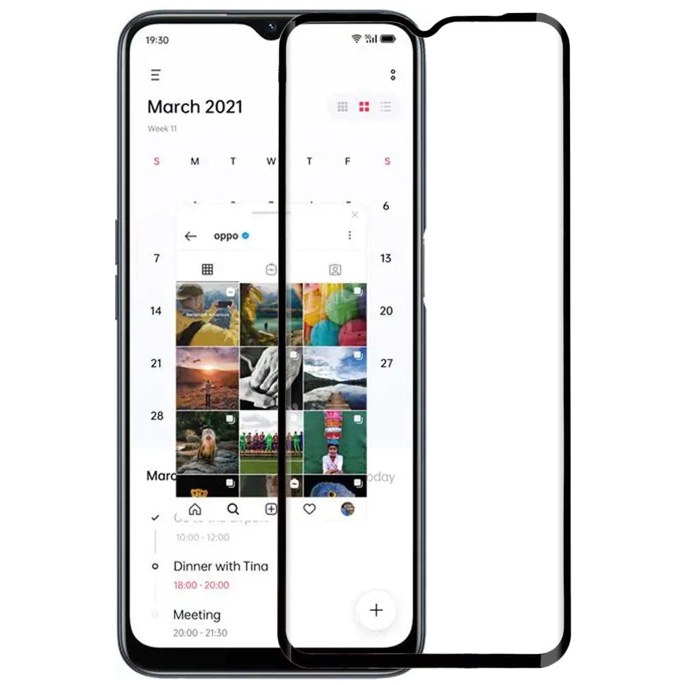 OPPO A54s Full Cover Curved Glass Screen Protector (Black)