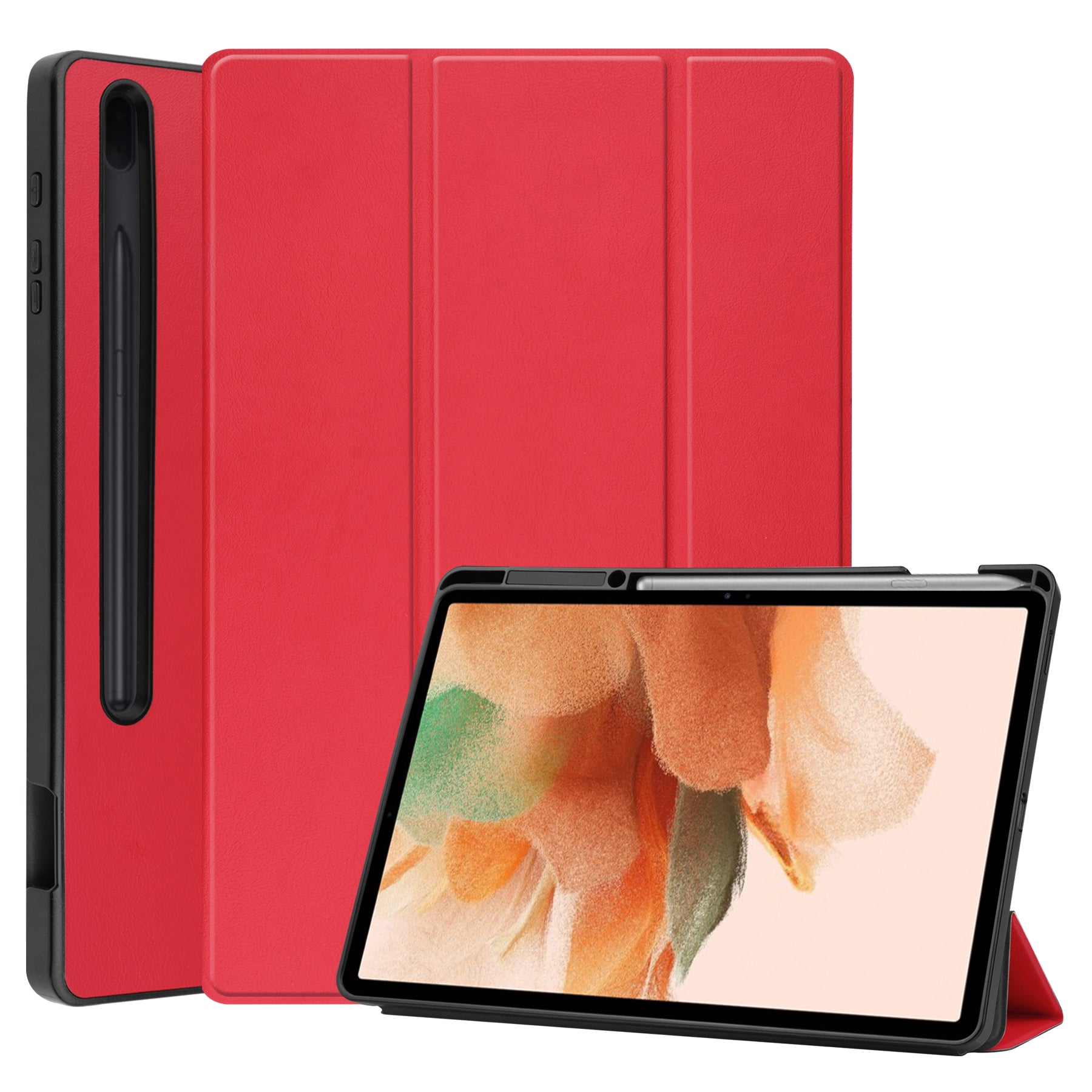 Samsung Tab S8+ Case Tri-Fold Pen Holder (Red)